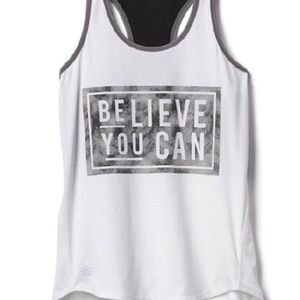 Athleta Girl's Black & White 'Believe You Can" Tank Top L (12)